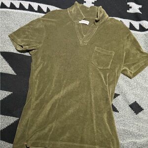 Orlebar Brown Olive Polo toweling Shirt size m